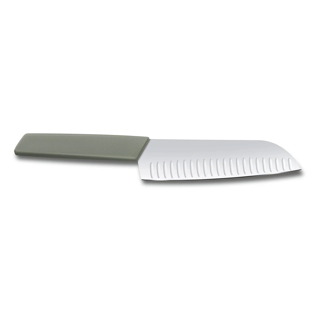 Swiss Modern Colors 7.5" Granton Edge Santoku Knife In Olive Green By Victorinox - Image 4