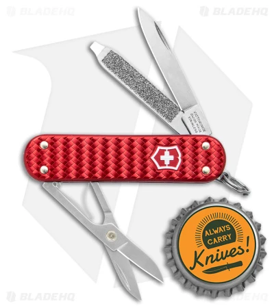Victorinox Classic SD Precious Swiss Army Knife Woven Red Alox 06221401G - Image 4
