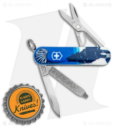 Victorinox Classic SD Swiss Army Knife Blade HQ Blue Crazy Wolf "Lobo Loco" - Image 5