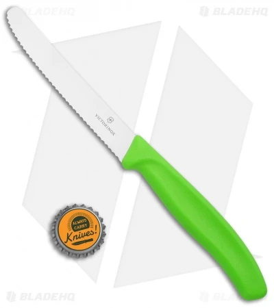 Victorinox Swiss Army Paring Knife Green (4" Satin Full Serr) - Image 3