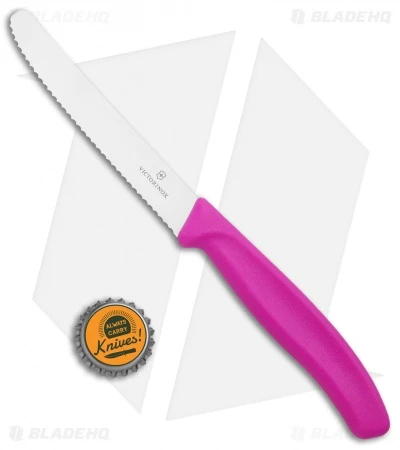 Victorinox Swiss Army Paring Knife Pink (4" Satin Full Serr) - Image 3