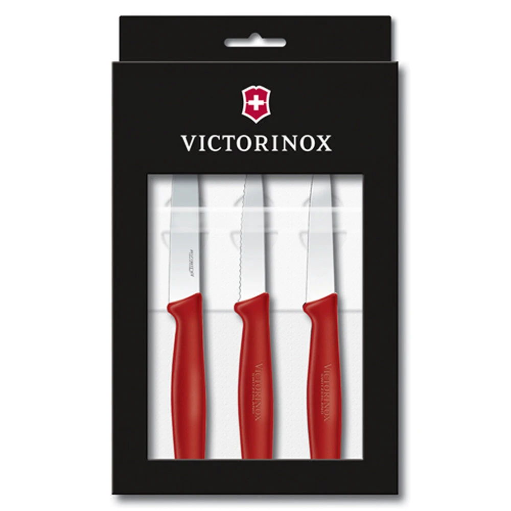 Victorinox Classic 4-Piece Utility Paring Knife Set With Red Handles